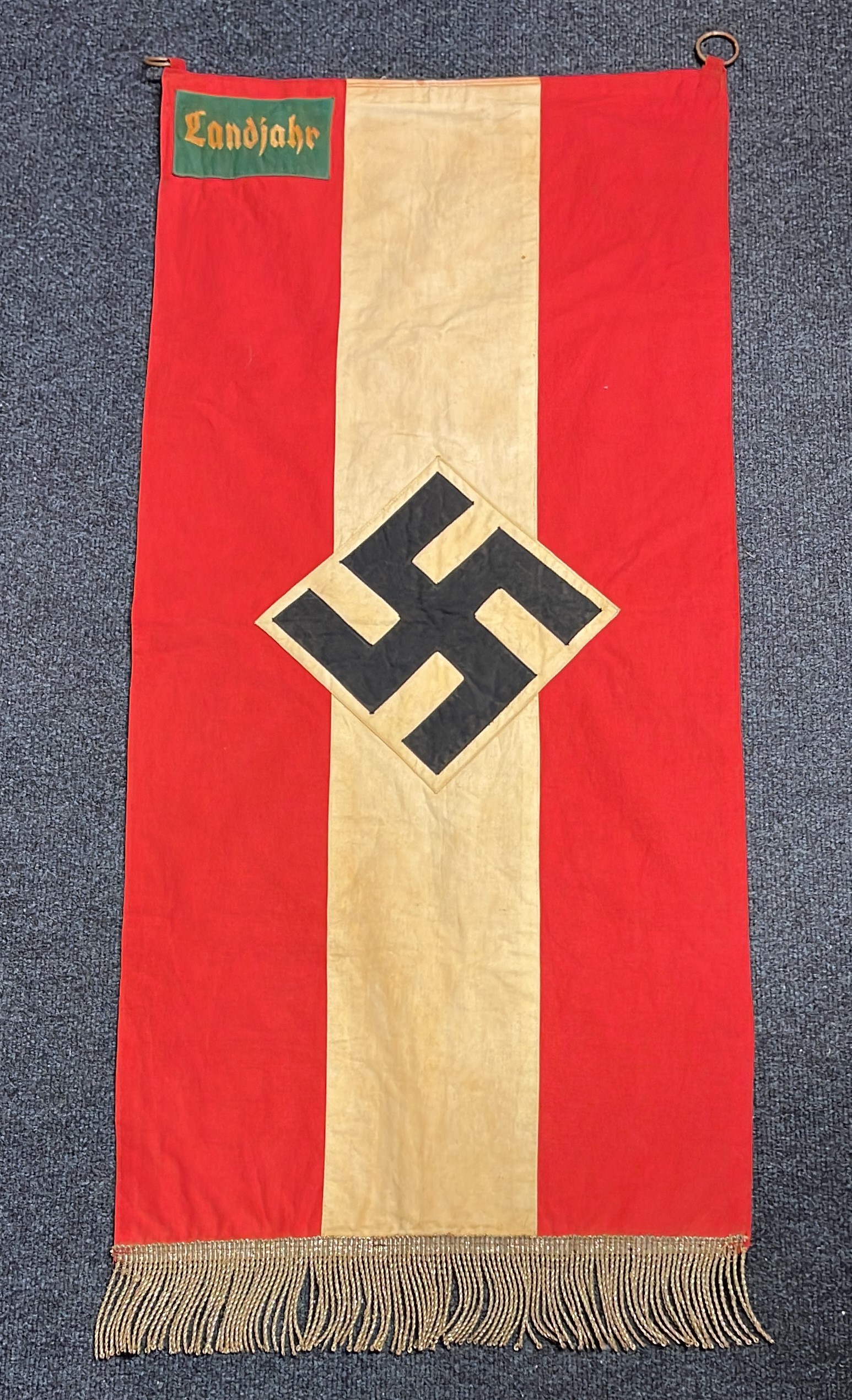 WW2 Third Reich Hitler Jugend Landjahr Banner. Multipart construction. Single sided. Size 108cm x 48cm