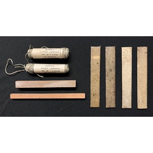 WW2 British RAF Aircrew Survival Kit contents: Knox's Linen thread x 2, sharpening stones x 2, files x4. All in unissued condition.