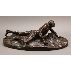 Anton van Wouw (1862-1945), by, Victor Van Hove (Belgian, 1826-1891), after, a dark patinated bronze, La Vengeance de L'Esclave, the base impressed Fond. Nisini, Roma, A. van Wouw, S.A. Joh-burg - 1907., 42cm wide  Anton van Wouw is well known for his portraits of the Shangaan, the indigenous people who lived in southern Mozambique and in the Northern Transvaal or Limpopo province of South Africa. He produced numerous small-scale sculptures, mainly of Boer and African figures, that were cast to order by the Giovanni Nisini and Galileo Massa foundries in Rome.