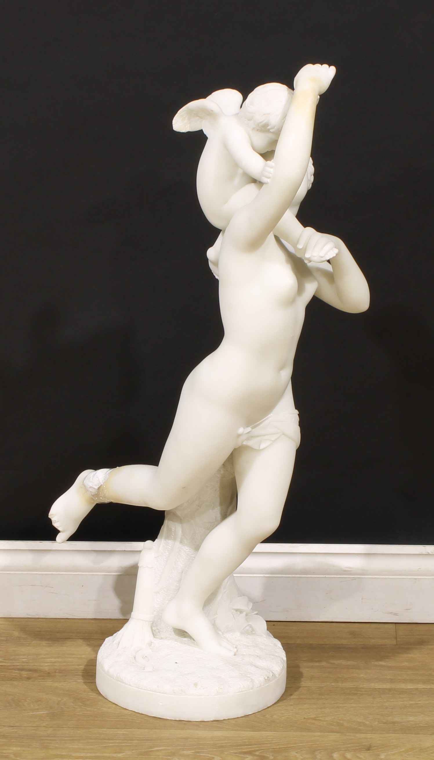 Italian School (19th century), a Carrara marble group, Cupid and Psyche, 91cm high