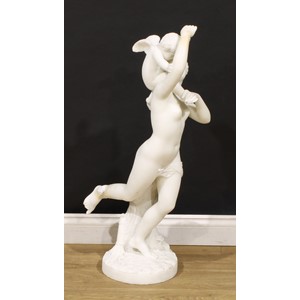 Italian School (19th century), a Carrara marble group, Cupid and Psyche, 91cm high