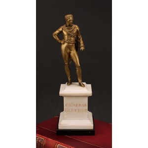 French School (19th century) a gilt bronze, of Gebhard Leberecht von Blücher, Prince of Wahlstatt, the marble plinth titled, 38cm high overall
