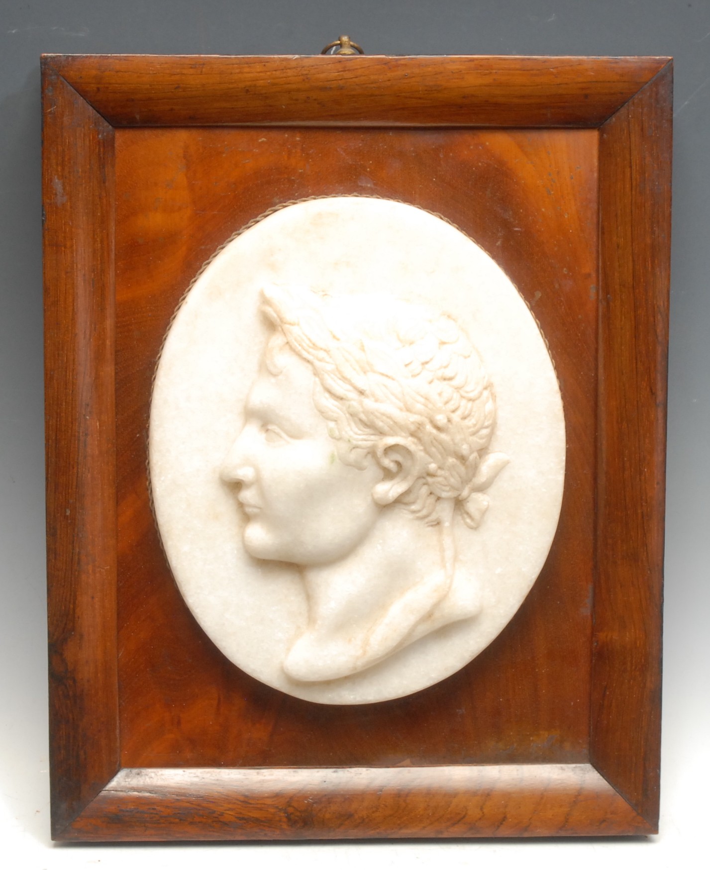 French School (19th century), an oval marble portrait bust, of Napoleon Bonaparte (1769-1821) facing to dexter, in relief, 23cm x 19cm