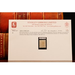 Stamps - QV 1873 6d pale buff PL.13 very fine and fresh, unused own gum, imprimatur of this rare 'abnormal' issue, lettered SF, extremely rare, one of only 22 possible examples, many of which are in institutionallised collections, ex-The Royal Philatelic Collection of Her Majesty Queen Elizabeth II, plus 2001 RPS certificate