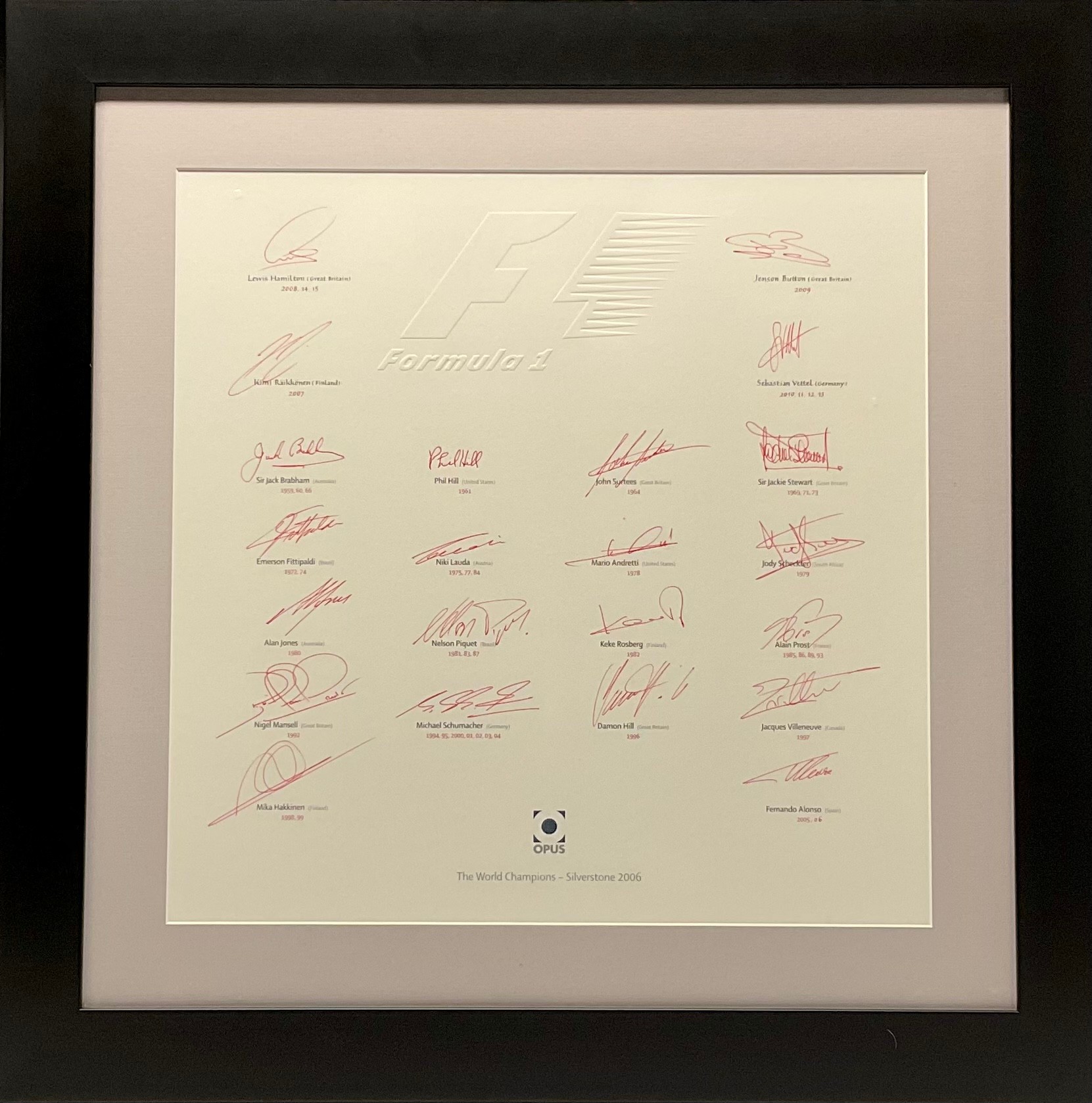 Opus Editions, a signed limited edition print, Formula One World Champions, certificate