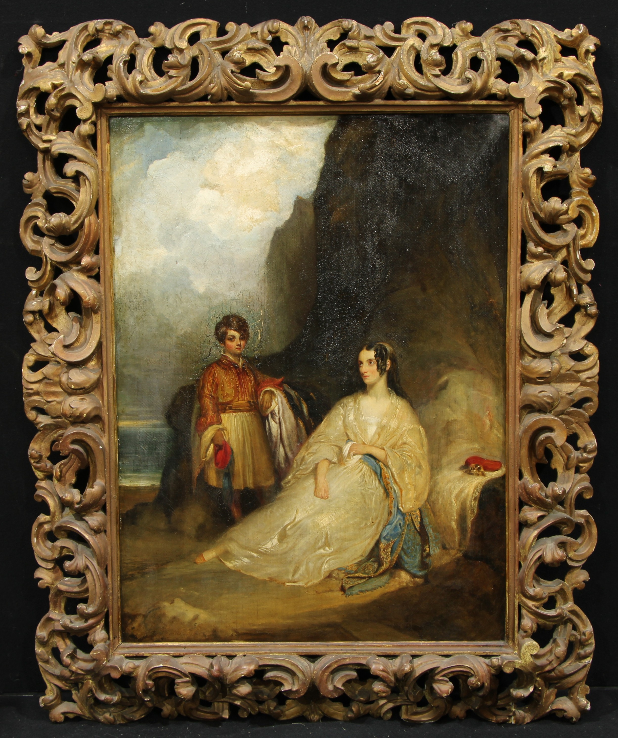 Robert Scott Lauder, RSA (1803 - 1869) Double-Portrait, Mother and Child, he in Balkan dress signed, inscribed Rome and dated 1837, oil on canvas, 94cm x 69cm