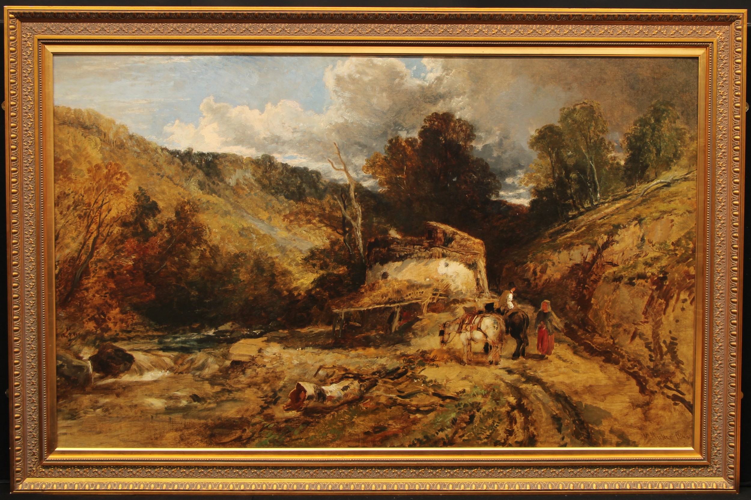 William James Muller (1812-1845) Thatchers at Works  signed and dated 1843, oil on canvas, 107cm x 173cm