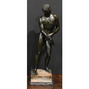Italian Grand Tour School (19th century), a brown patinated bronze, after the Antique, stepped marble base, 62cm high