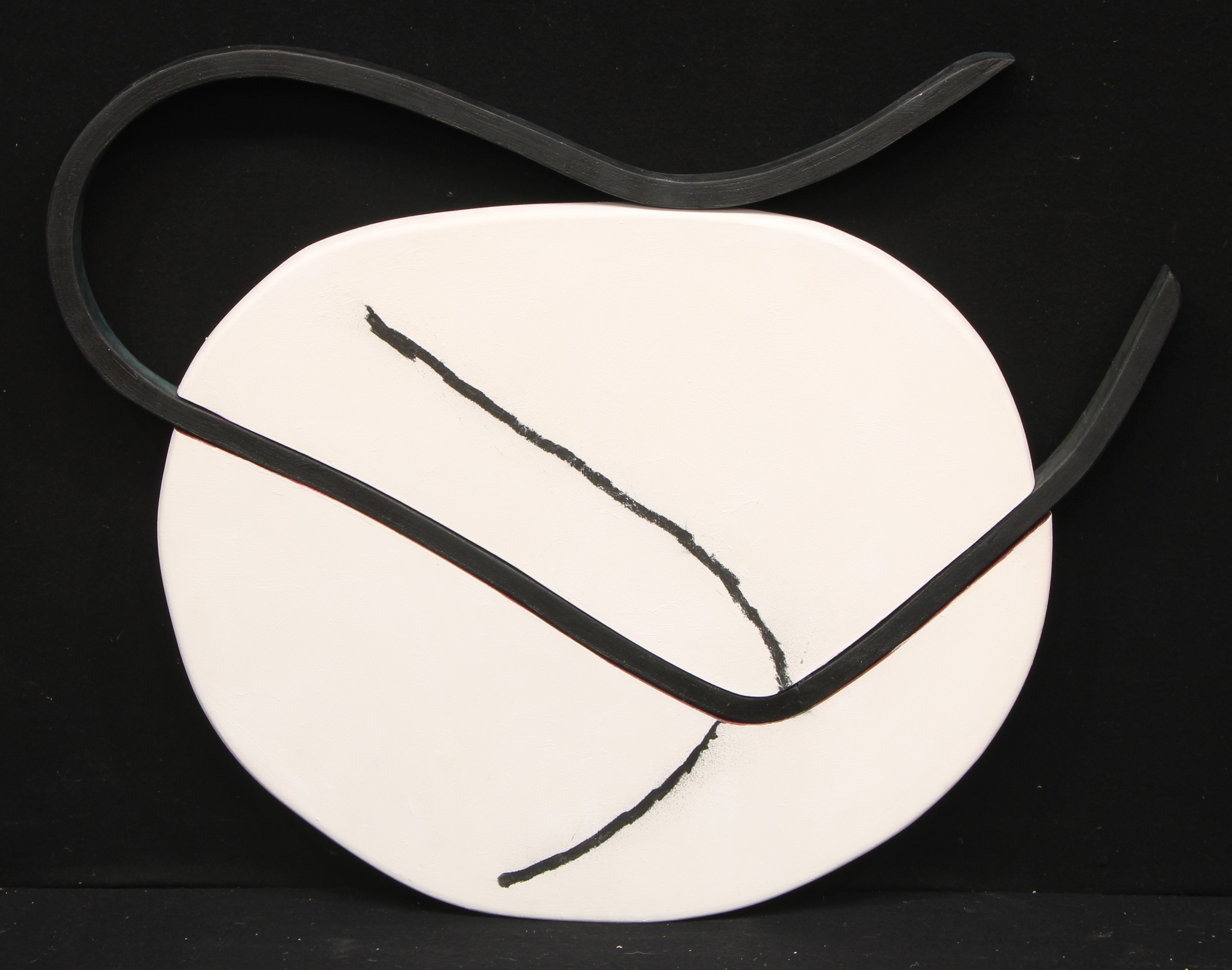 Trevor Bell (1930 - 2017) Windance Three signed, titled, and dated 2010 to verso, oil on board, intersected with sculpted wood, 104cm x 91cm