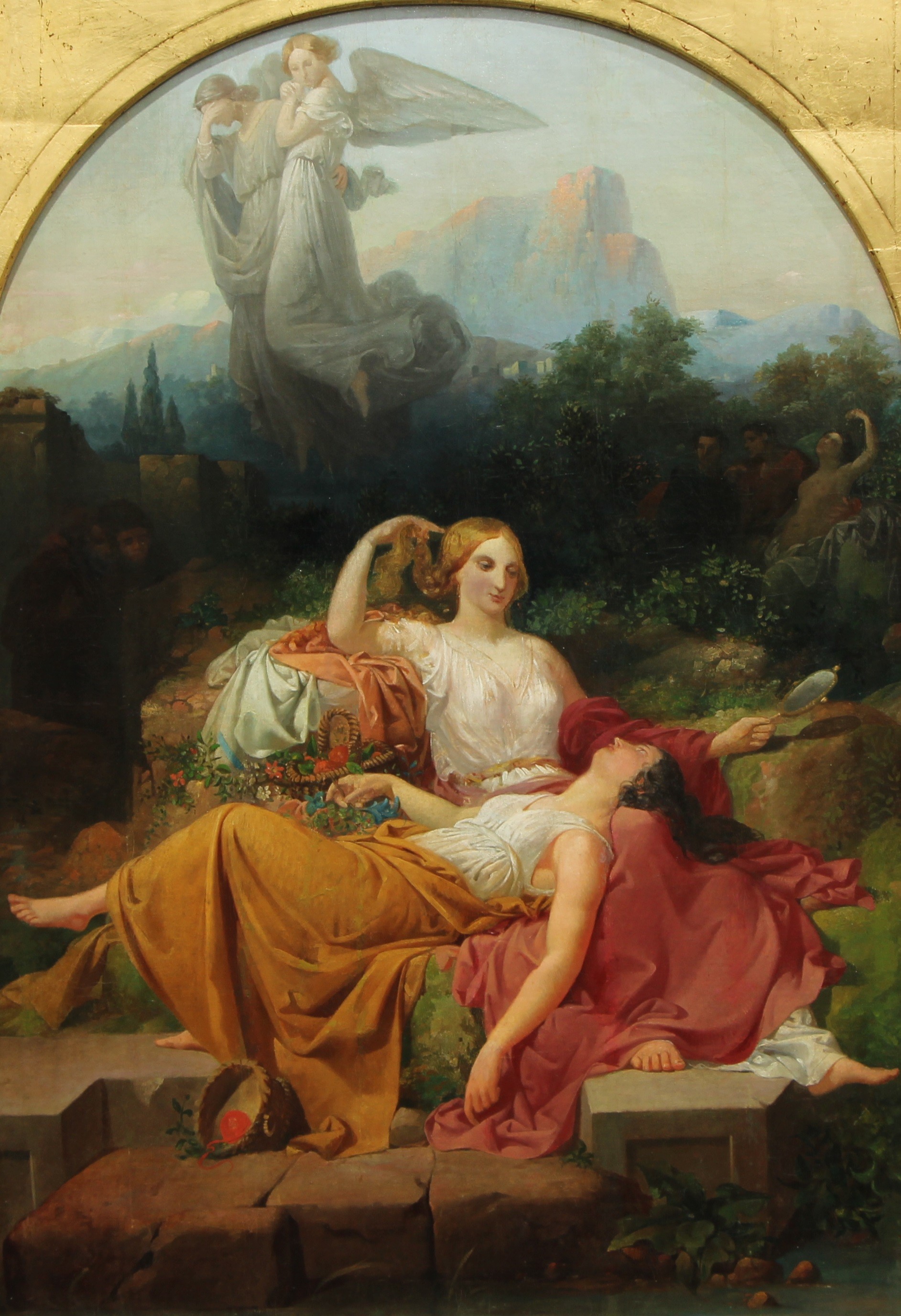 Pre-Raphaelite School (19th century) Divine Beauty oil on canvas, arched mount, 116cm x 80cm