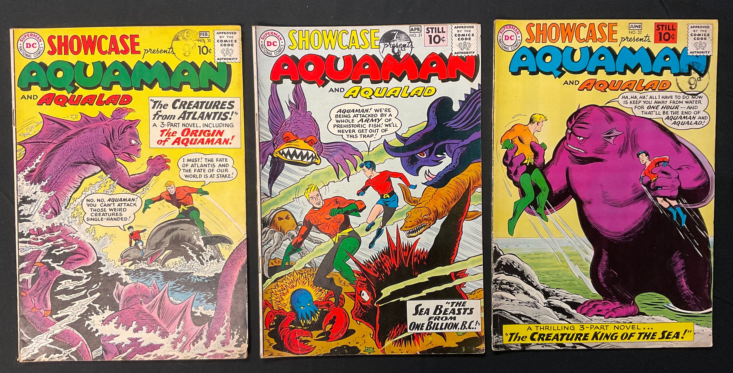 Showcase Presents Aquaman #30-32 (1961) 1st solo issue featuring full length Aquaman, Origin of Aquaman retold, 1st appearance of Chimera. Key Silver age DC comics.