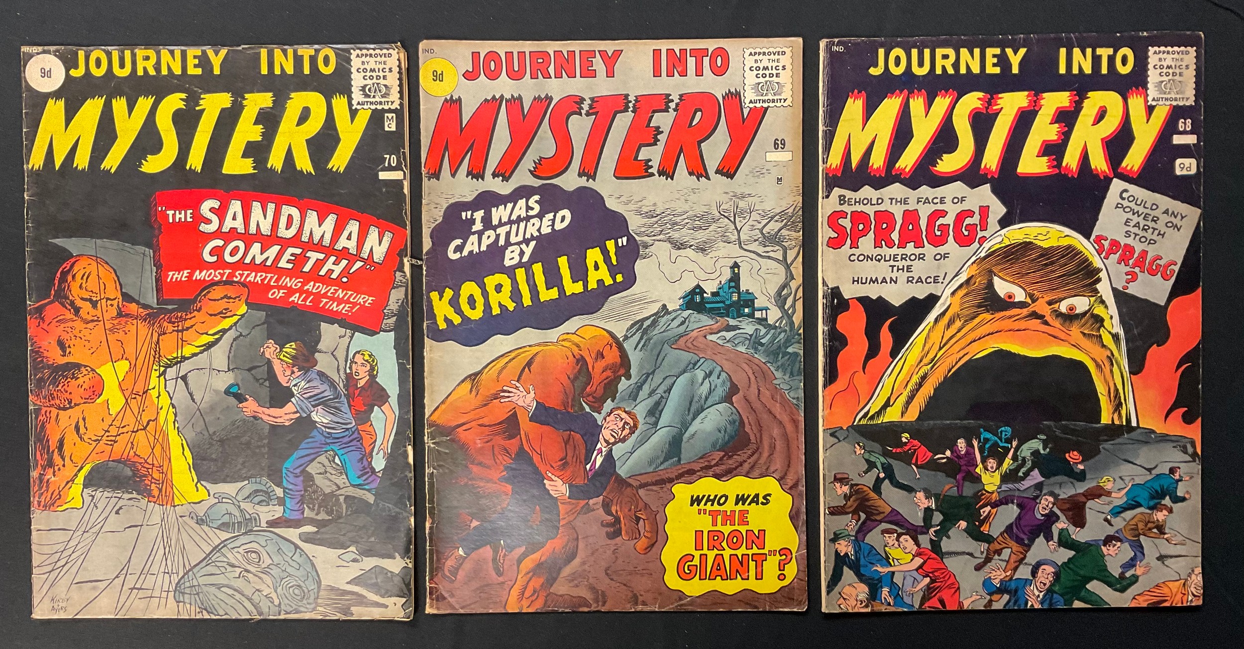 Journey into Mystery #68-70. (1961). Atlas Magazines / Marvel Comics. Written by Stan Lee, artwork by Jack Kirby & Steve Ditko. Silver age Marvel comics. (3)