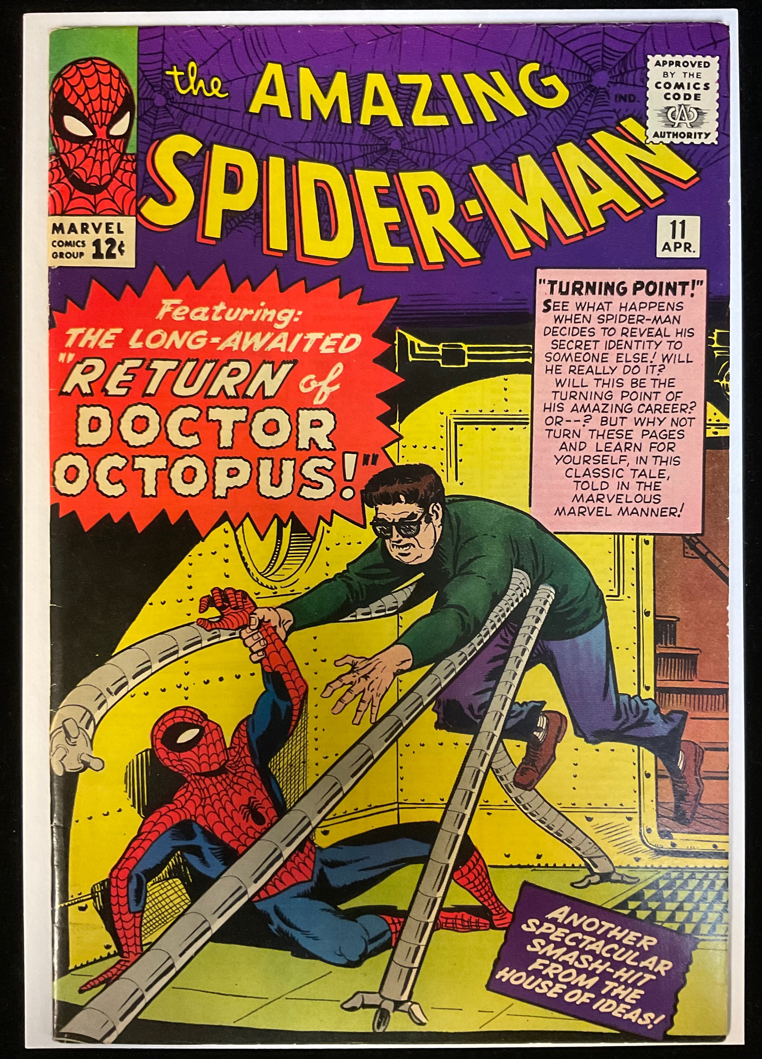 The Late Craig 'Jerry' Pinches Spider-Man Collection, Lots 6234 - 6310, from the home of a Derbyshire Collector.  The Amazing Spider-Man #11 (1964), written by Stan Lee, art by Jack Kirby and Steve Ditko. Silver Age Marvel Key Comic book.