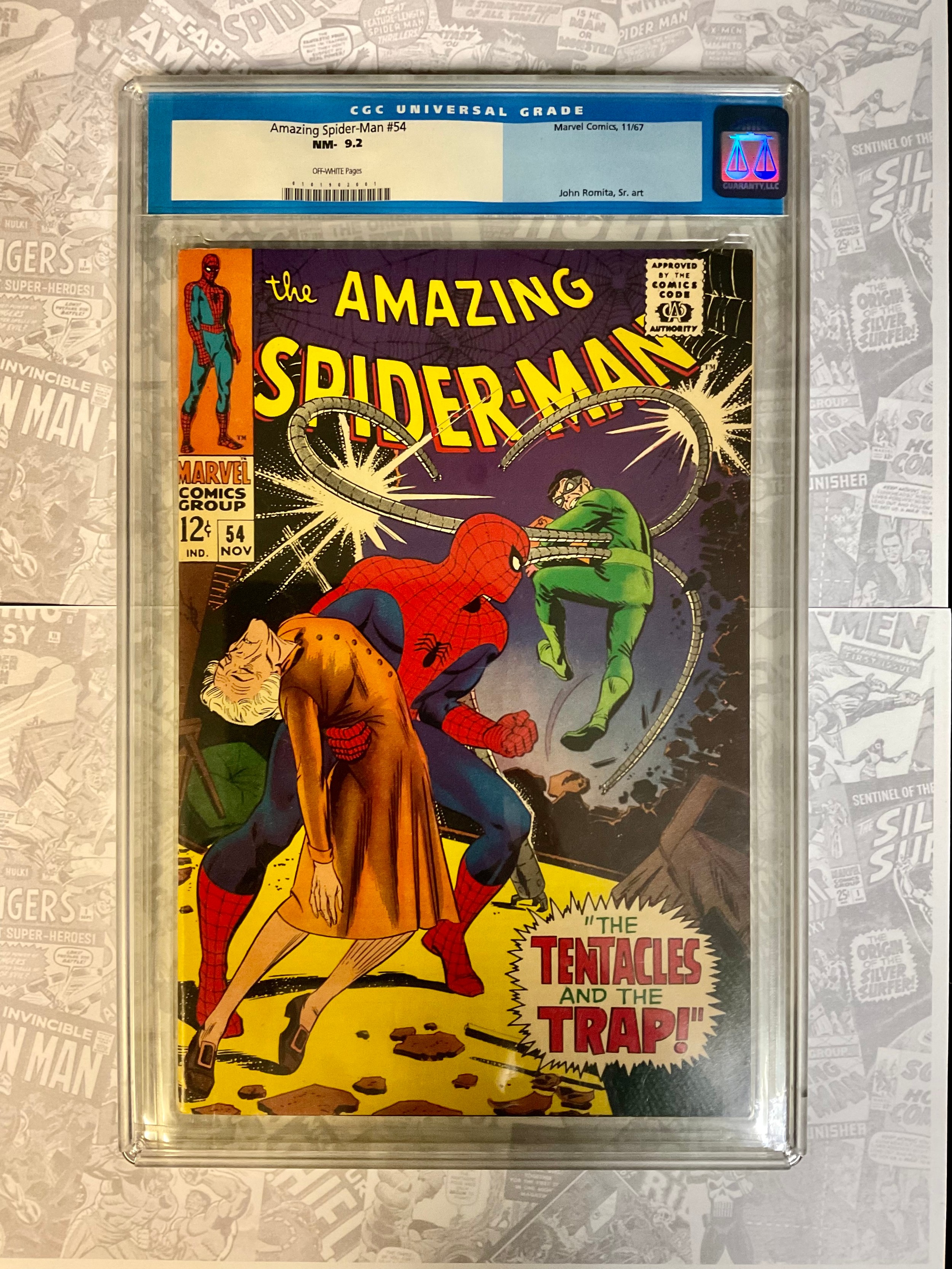 The Amazing Spider-Man #54 (1967). CGC Graded 9.2 NM-. John Romita Artwork. Silver Age Marvel Comic.