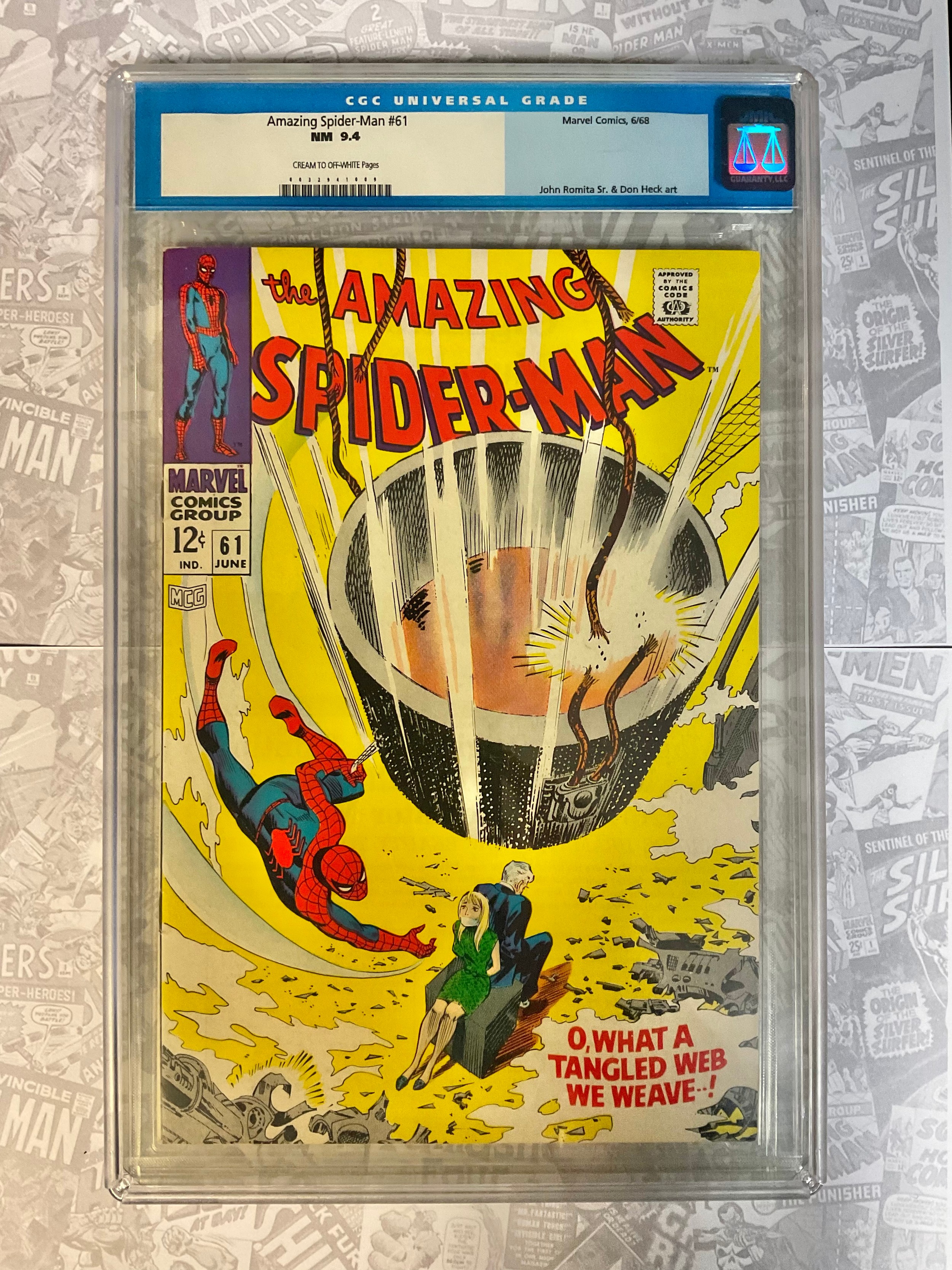 Amazing Spider-Man #61 (1968) CGC Graded 9.4 NM. John Romita Snr artwork. Silver age Marvel Comic.