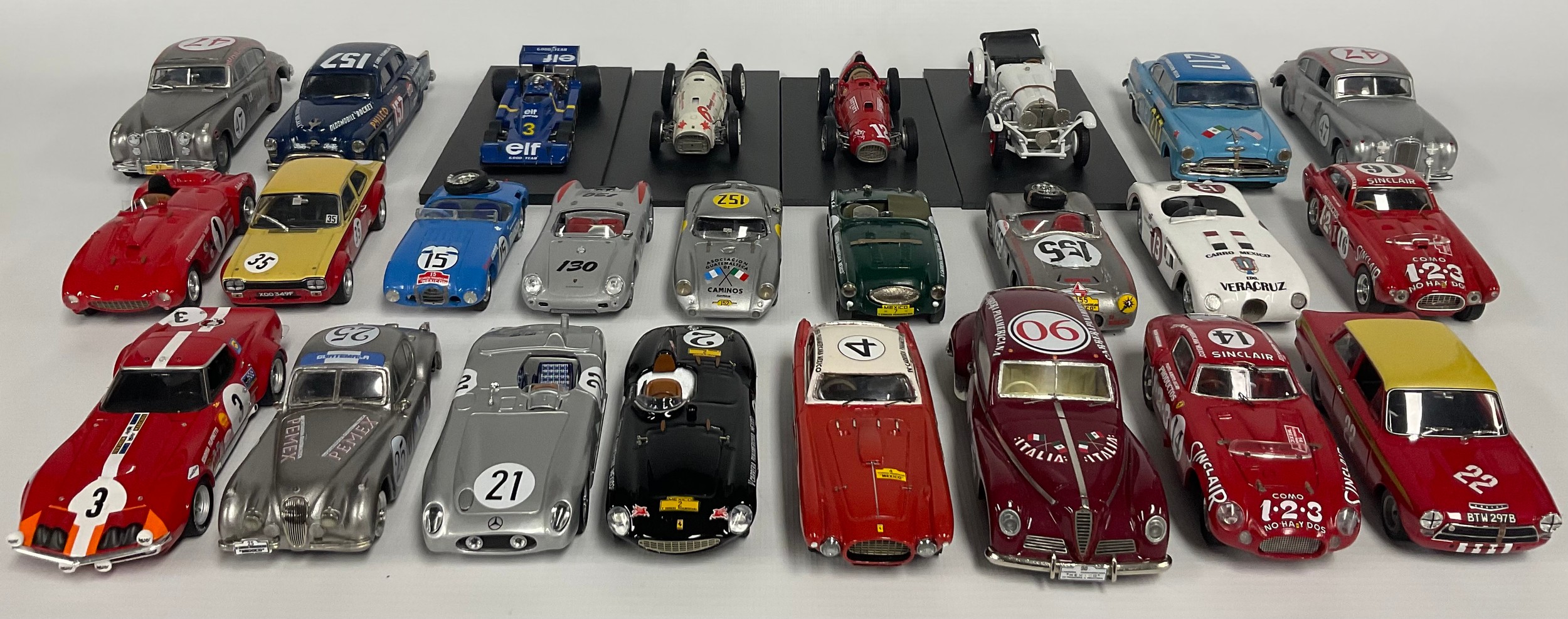 Bizarre by Spark Models - BZ26 Cunningham C-2R, 1/43 scale; BZ556 Talbot Lago T26GS, 1/43 scale; BZ415 Allard J2 N 8 Watkins Glenn 1952, 1/43 scale; BIZ115, 1952 Frazer Nash MM Le Mans, 1/43 scale; BZ210 Frazer-Nash Sebring 2006, 1/43 scale; BZ33 Bristol 1955 Le Mans, 1/43 scale; BZ097 Bristol 450 1954, 1/43 scale; Spark Models - S4735 Mercedes-Benz; S4733 Mercedes-Benz; S2131 Jaguar D 4th Le mans 1957; 43LM55 Jaguar D type; etc, unboxed (20)