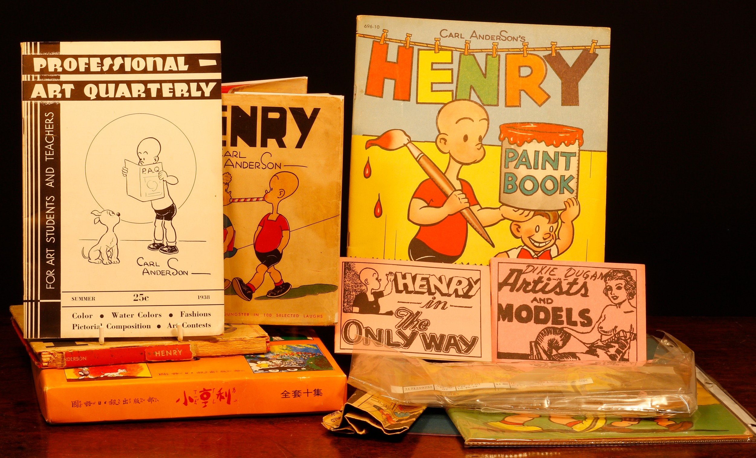 Henry, From Cartoon to Comic Strip, Lots 7000 - 7024, from a deceased single-owner collector from a Derbyshire Estate  Americana & Comic Strip Interest (Carl Anderson) - a collection of books and paper literature, comprising two Carl Anderson's Henry 696-10 paint books; a Treasure Books Henry 279 story colouring book; two Henry Book No.1, David McKay Company, Philadelphia; other literature and paper ephemera (quantity)