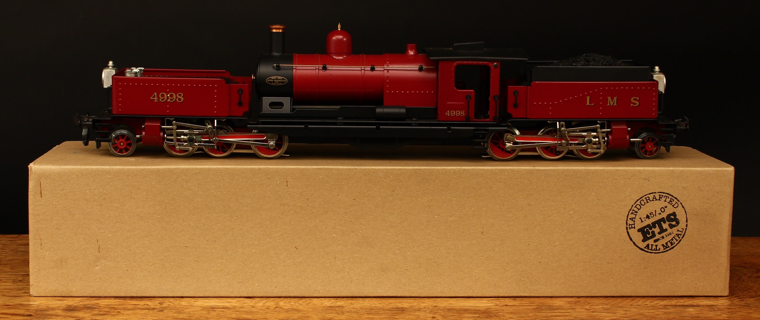 ETS (Electric Train Systems, Czech Republic) O Gauge tinplate 2-6-0 0-6-2 steam locomotive, LMS Garratt type, LMS red livery, No.4998, boxed