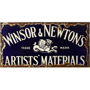 An early 20th century rectangular enamel sign, 'WINDSOR & NEWTON'S, TRADE MARK, ARTISTS' MATERIALS'