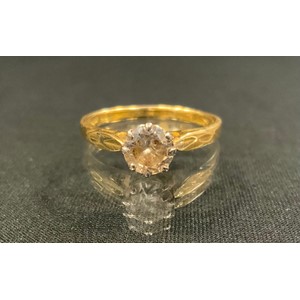 A diamond solitaire ring, round brilliant cut diamond approx 1.0ct, 18ct gold shank, size O, 3.2g gross