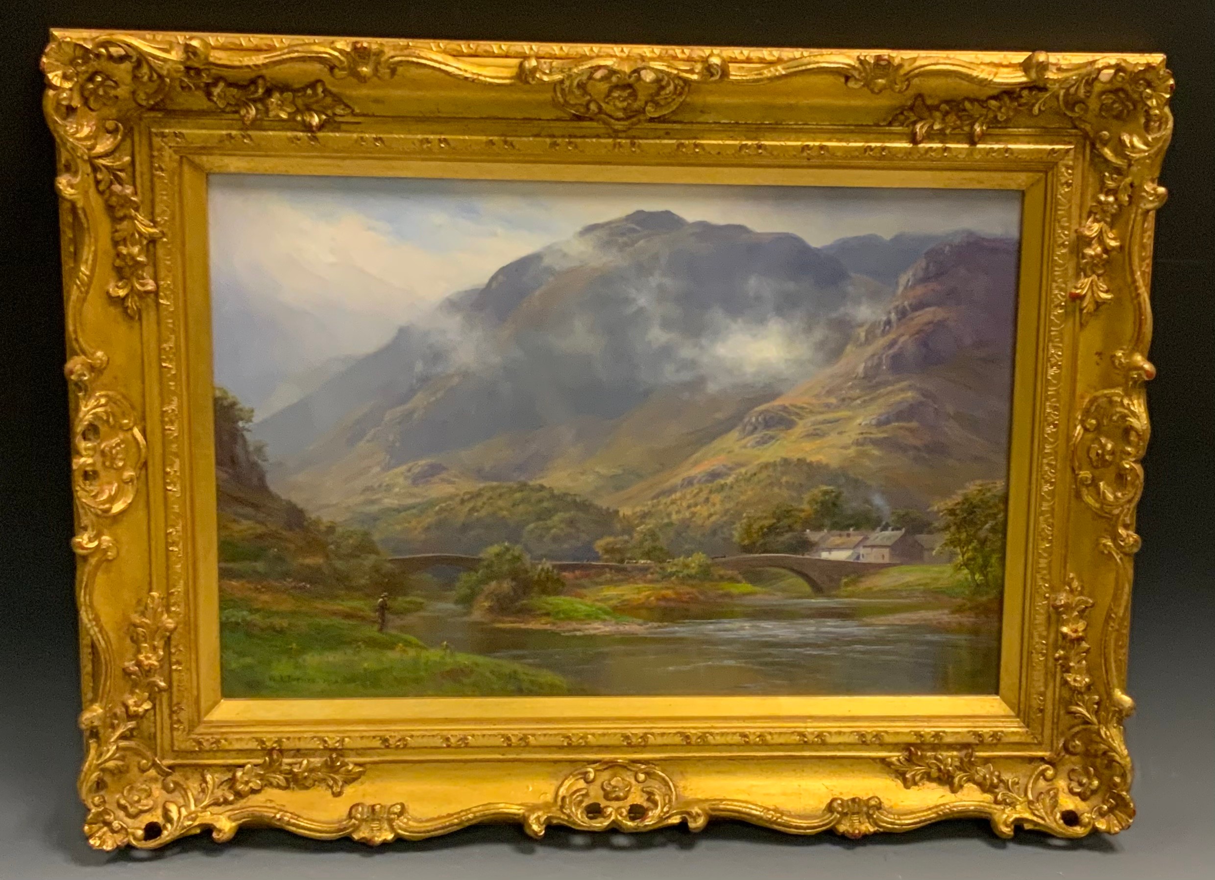 William Lakin Turner (1867-1936) An October Morning signed and dated 1920, titled stretcher, oil on canvas, 36cm x 56cm