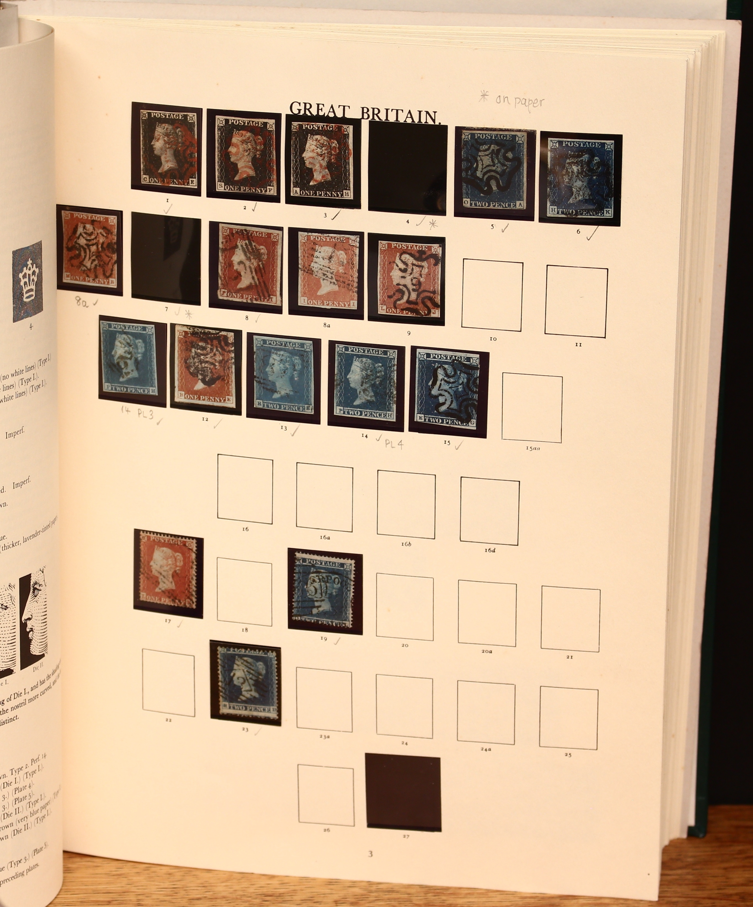 Stamps - Windsor album Vol.1, an excellent collection starting with 3 1d black with red MX 2 x 4 margins, 1 x 3 margins, 1840 2d blues, 1 x 4 margins, various line engraved nos in mx, etc, various examples to 1858 2d blues complete, plenty surface printed to 10/- fine Carlisle CDS, EVII h/v's 10/- CDS, etc, excellent condition, viewing essential