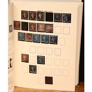 Stamps - Windsor album Vol.1, an excellent collection starting with 3 1d black with red MX 2 x 4 margins, 1 x 3 margins, 1840 2d blues, 1 x 4 margins, various line engraved nos in mx, etc, various examples to 1858 2d blues complete, plenty surface printed to 10/- fine Carlisle CDS, EVII h/v's 10/- CDS, etc, excellent condition, viewing essential