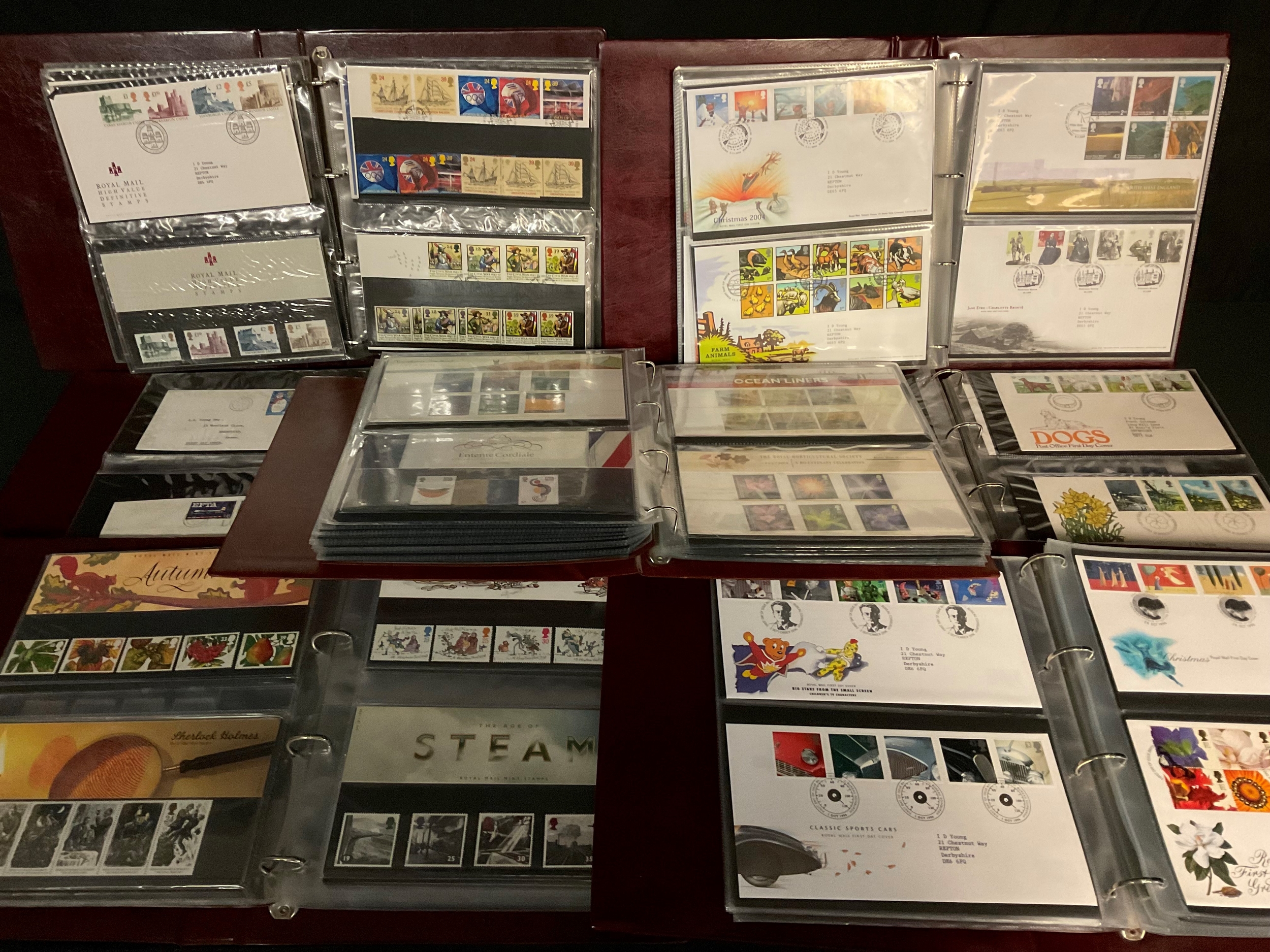 Stamps - QEII FDC presentation pack collection in seven binders 1980 - 2005, f/v approx £480