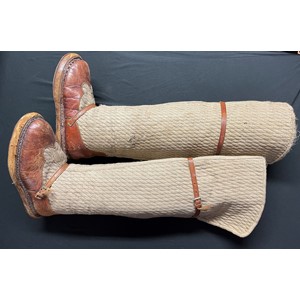 WW1 British RFC / RNAS Airship Boots. Flat soles without heels to avoid sparks. Long knee length boots with fabric construction to uppers. No visible makers marks or dates.