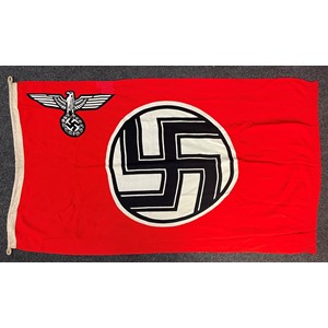 WW2 Third Reich Reichsdienstflagge. Size 80cm x 135cm. Kriegsmarine Eagle M acceptance stamp. Maker marked "Kress St. Tonis".