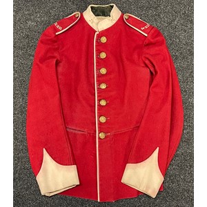 Edwardian Welsh Regiment Red Dress Tunic. Kings Crown General Service pattern Buttons which are original to the tunic. Embroidered shoulder titles. No label. WD Inspection Stamp inside sleeve with D code letter. Small size approx. 28 inch chest. 1902-1905.