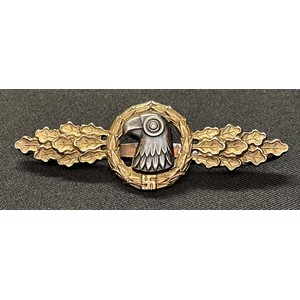 WW2 Third Reich Luftwaffe Frontflugspange für Aufklärer in Gold - Luftwaffe Reconnaissance Clasp in Gold. Early Buntmetal example. No makers mark.