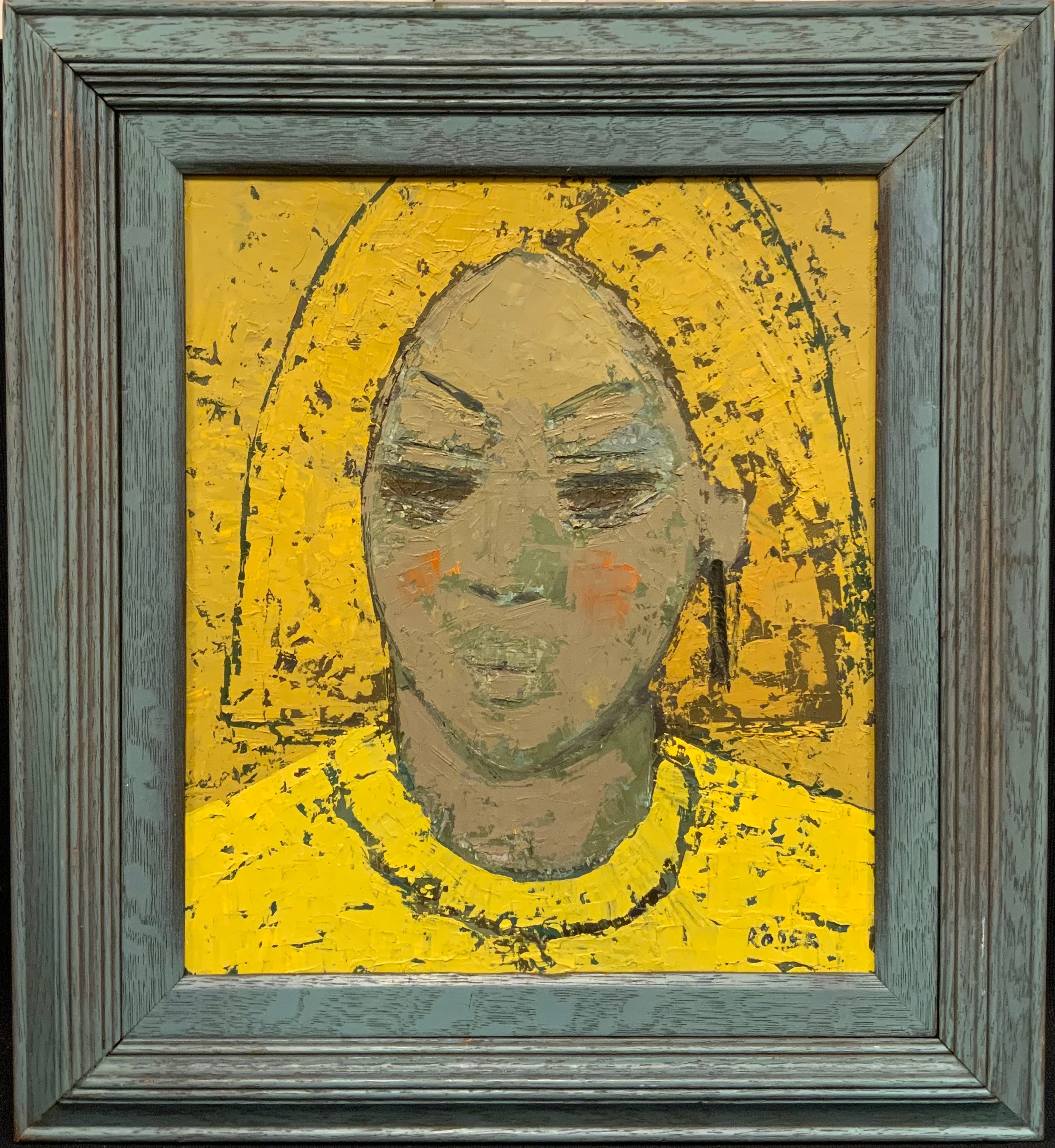 ndre Roder (bn. 1933), Portrait of an African woman, signed, oil on board, 40cm x 35.5cm.