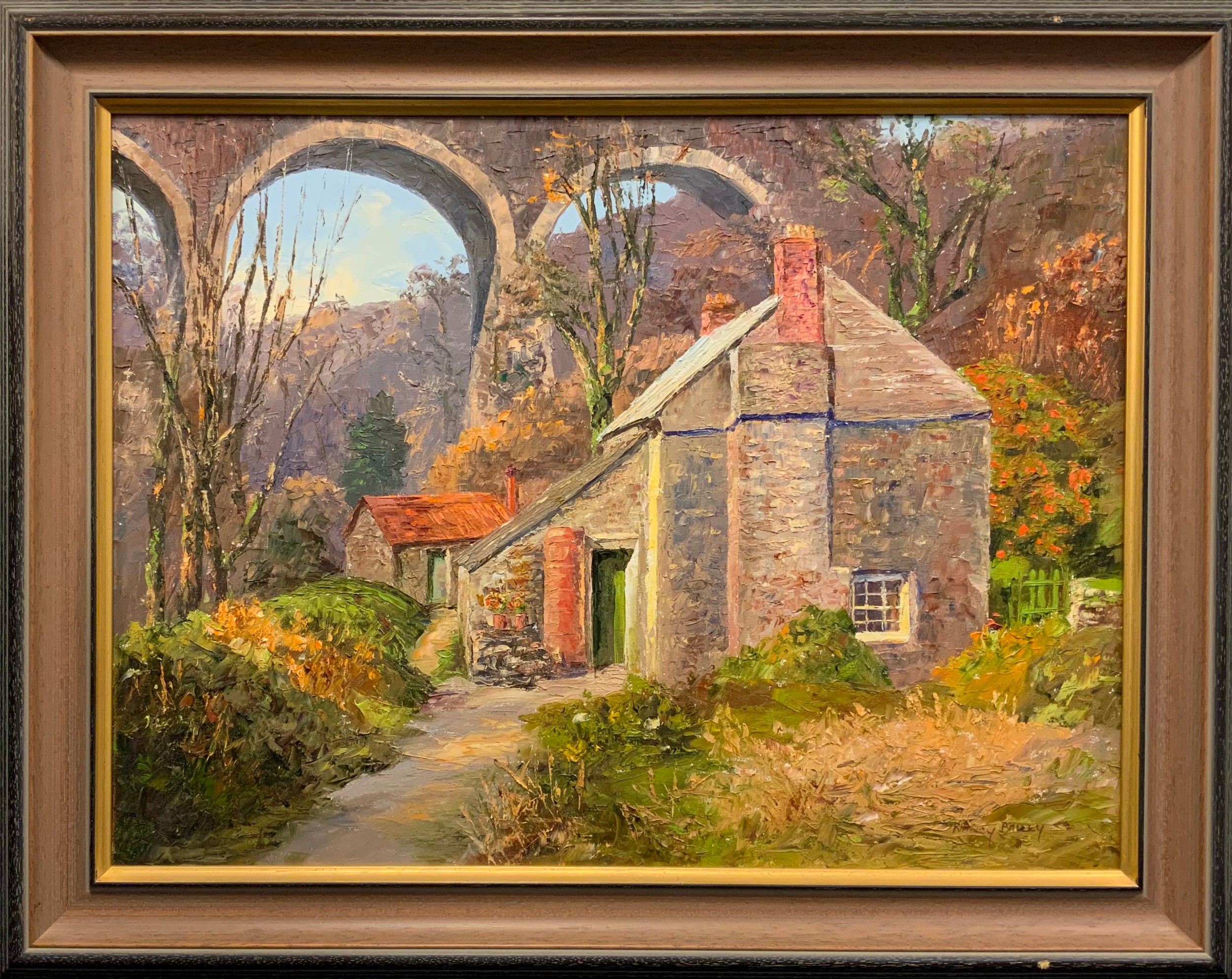 Nancy Bailey (Cornish, 1913-2012) St Stevens Coombe signed, titled to verso, oil on canvas, 4cm x 60cm