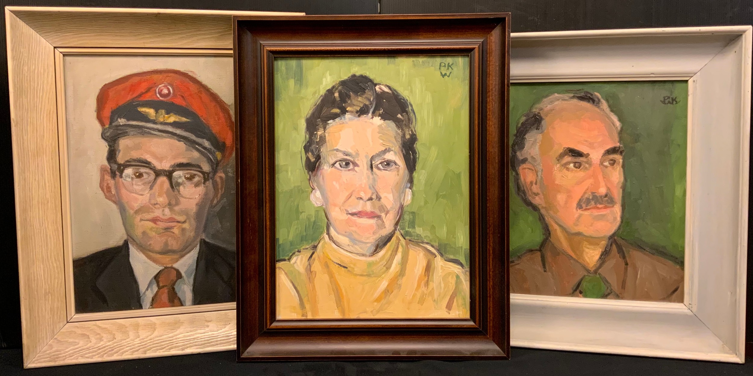 Paivio Westerlund Knighton (active 1968 - 1986), Portrait of an Officer, dated July '61 to verso, oil on canvas, 40.5cm x 30.5cm;  three further portraits, monogrammed P.K.W. (4).