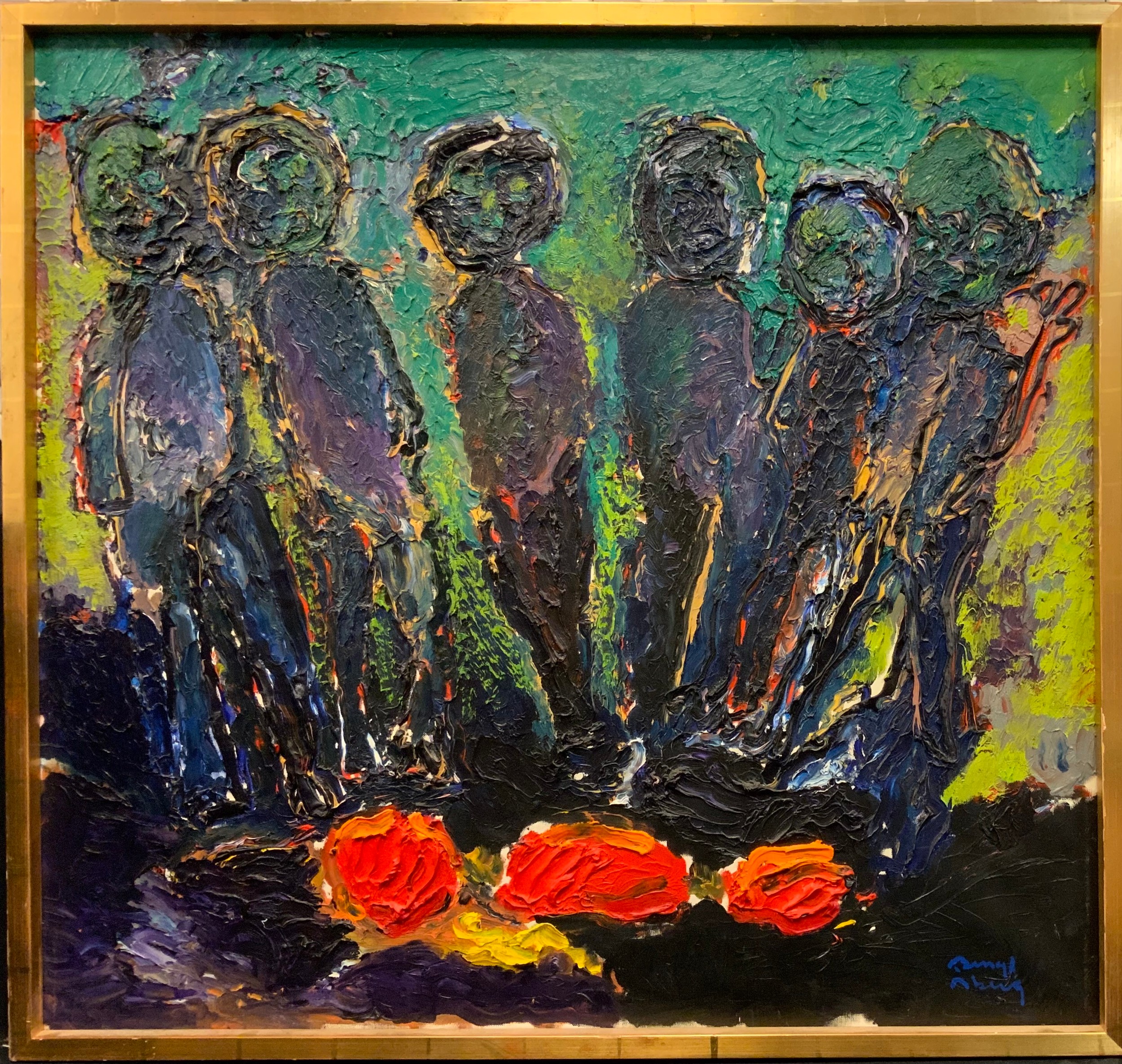 Bengt Aberg (Swedish 1941-2015) Abstract, Offer Platsen signed bottom right, titles verso, impasto oil on canvas,  83cm x 89cm