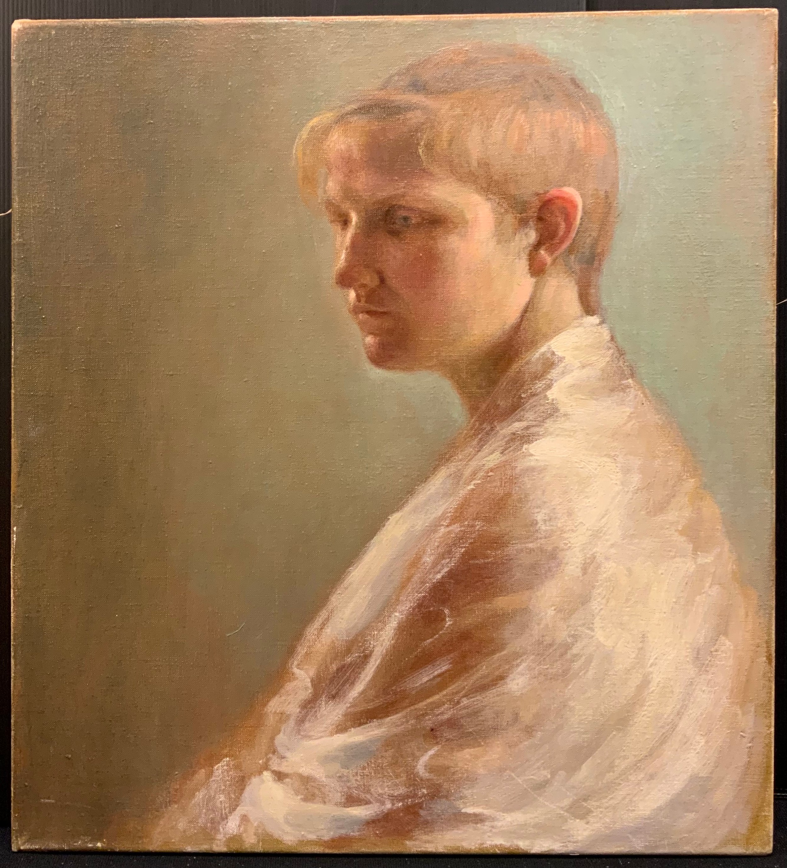 Marcia Blakenham, 'Distant thoughts', oil on canvas, 50.5cm x 46cm.