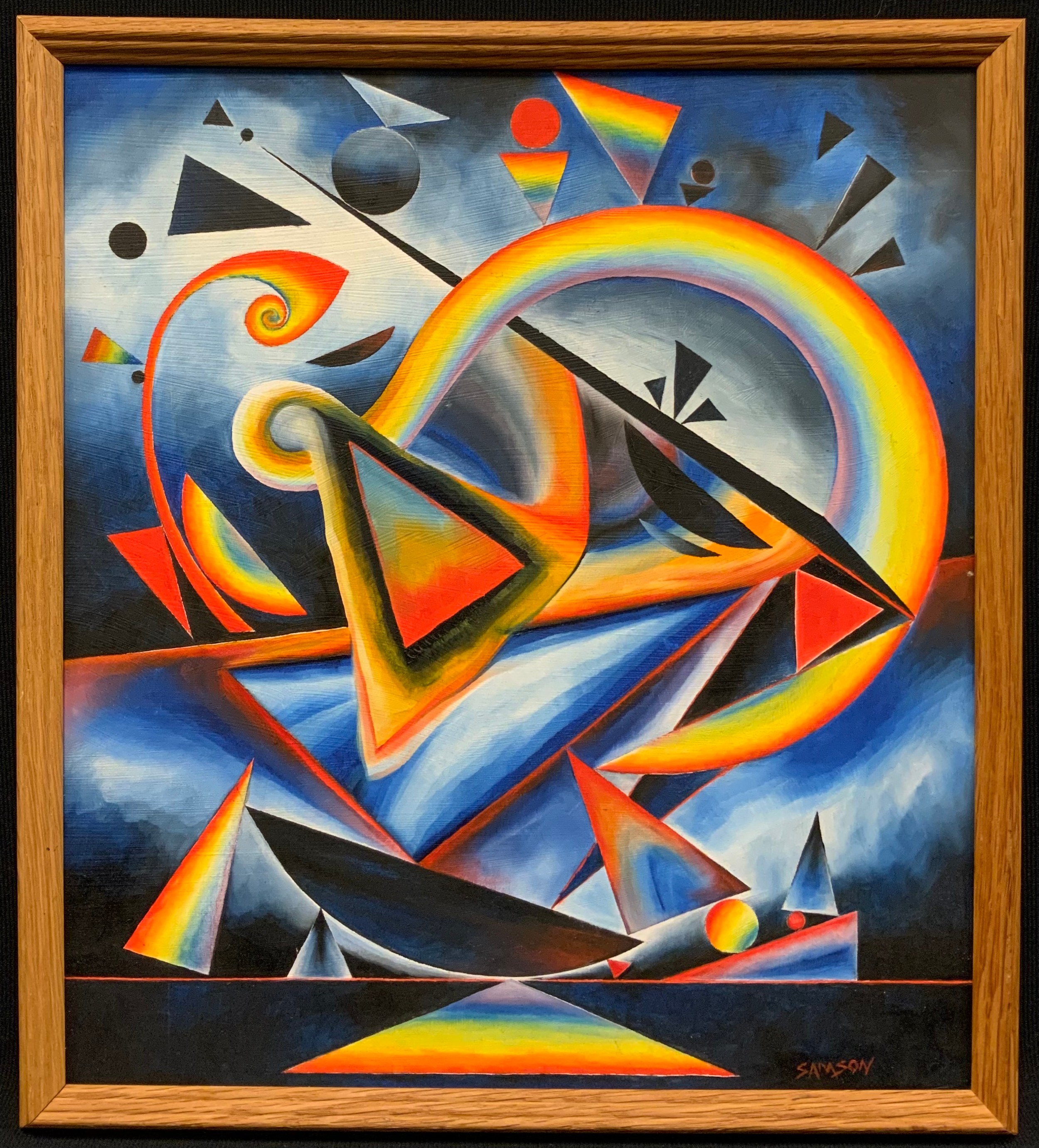 Samson, Abstract composition 'Orchestra of colour and form', signed, oil on board, 34.5cm x 30.5cm.
