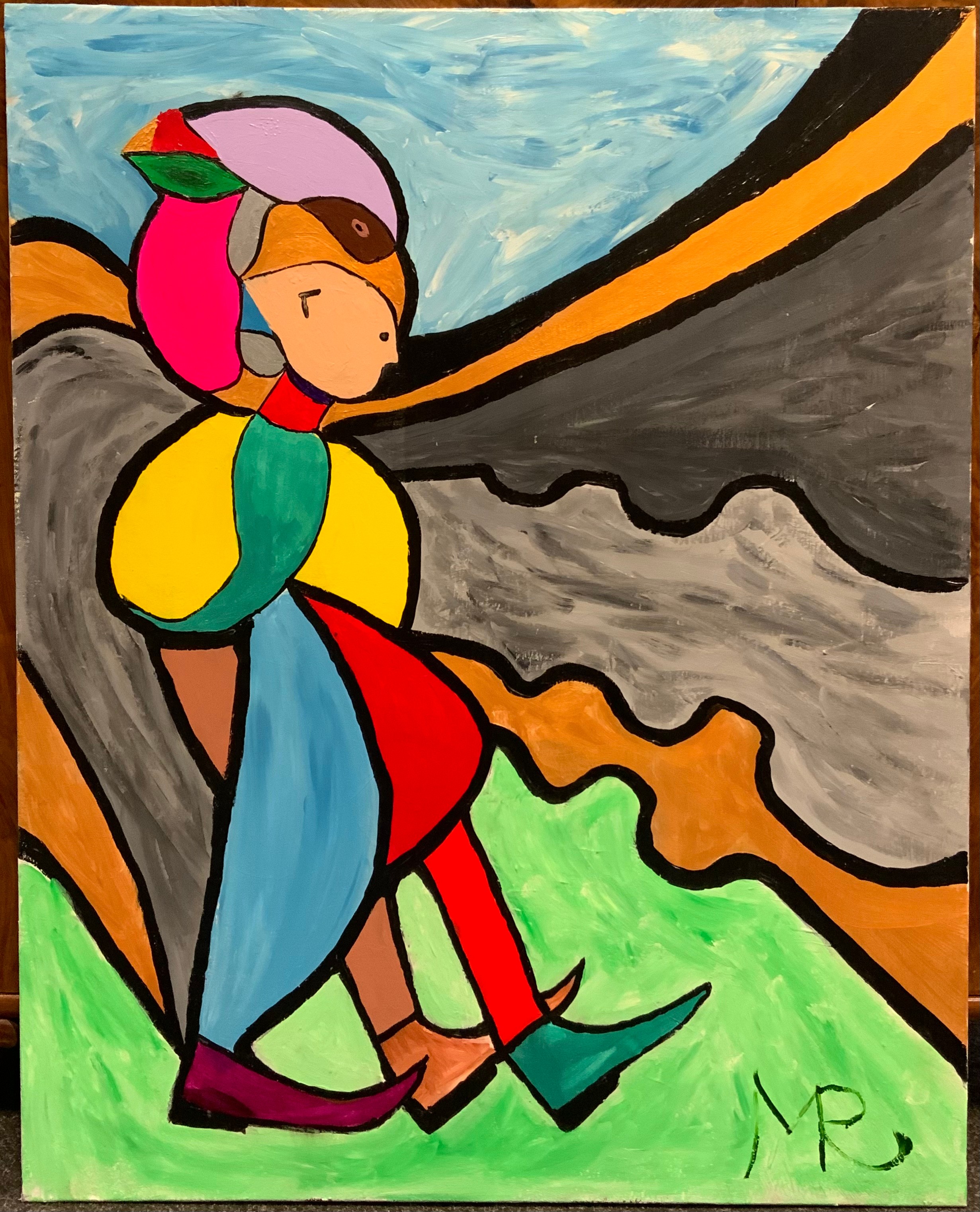 Matthew Rutherford (Art From A Locked-In Mind) Superbird signed, acrylic on canvas, 81cm x 102cm   Matthew suffered a traumatic brain injury in a car crash that led to aphasia and a struggle to communicate. Painting helps him to communicate his frustrations in life and allows him to vent his " Locked-In Mind". His first Art Exhibition was at the Brick Lane Gallery in 2020, followed by the Joseph Wright Museum, Derby, in 2021.   These works are being sold by Matthew to raise funds for his chosen charities, four causes that are all close to his heart.