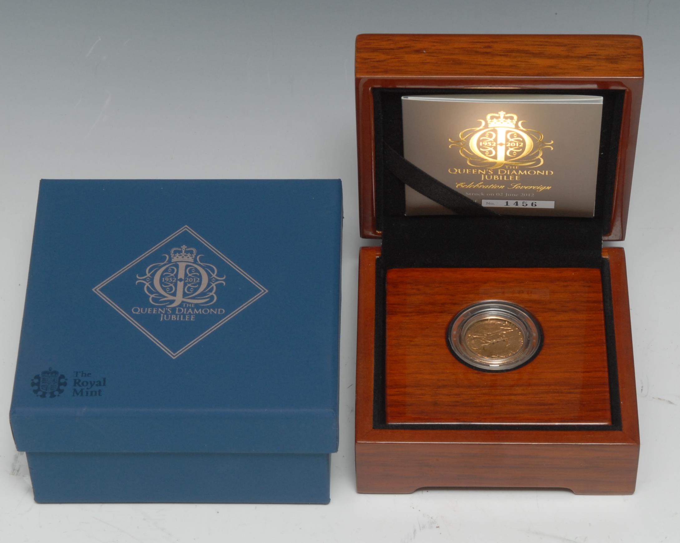 Coins and Medals - A Queen Elizabeth II Diamond Jubilee Sovereign, The Royal Mint 22ct gold coin, 7.98g, No 1456, issued 2012, boxed.