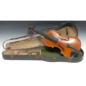 A violin, by Hermann Schlosser, Erlbach, the one-piece back 36cm long excluding button, outlined with purfling, rosewood tuning pegs, paper label, 60cm long overall, dated 1894
