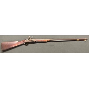 Flintlock Musket with 800mm long barrel. Bore approx. 17mm. Working order. Lock will hold at both full and half cocked positions.  Brass  trigger guard. No makers mark. Brass butt plate. Complete with brass tip ramrod. Overall length 1200mm. Section 58 (2) no licence required.