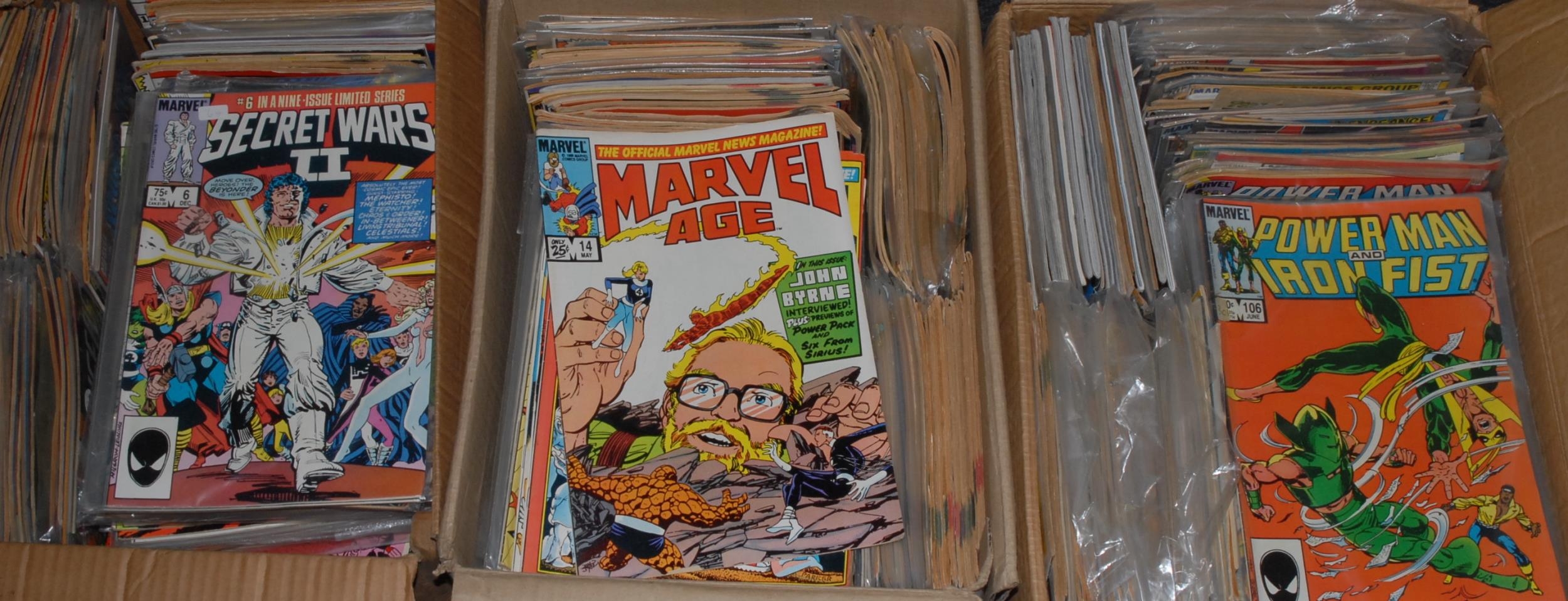 Comic Books - a large quantity of Marvel titles, including Spiderman, Hulk, X-Men, etc., 1970s and later, [6 boxes, various sizes]
