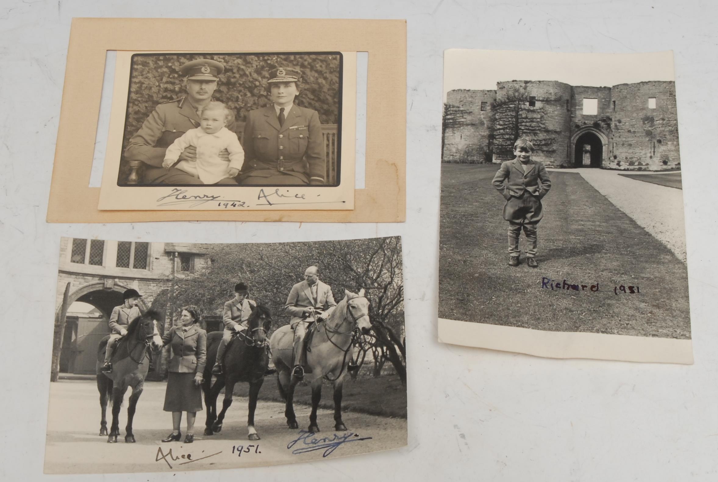 Royalty - Prince Henry (1900-1974) and Princess Alice (1901-2004), Duke and Duchess of Gloucester, and their sons: Princes William (1941-1972) and Prince Richard (b. 1944; now Duke) of Gloucester, three autographed b/w portrait photographs, comprising Prince Henry and Alice, signed and dated 1951, (1); another, dated 1942, (1); the other of then then Prince Richard, alone, signed and dated 1951, (1), [3]