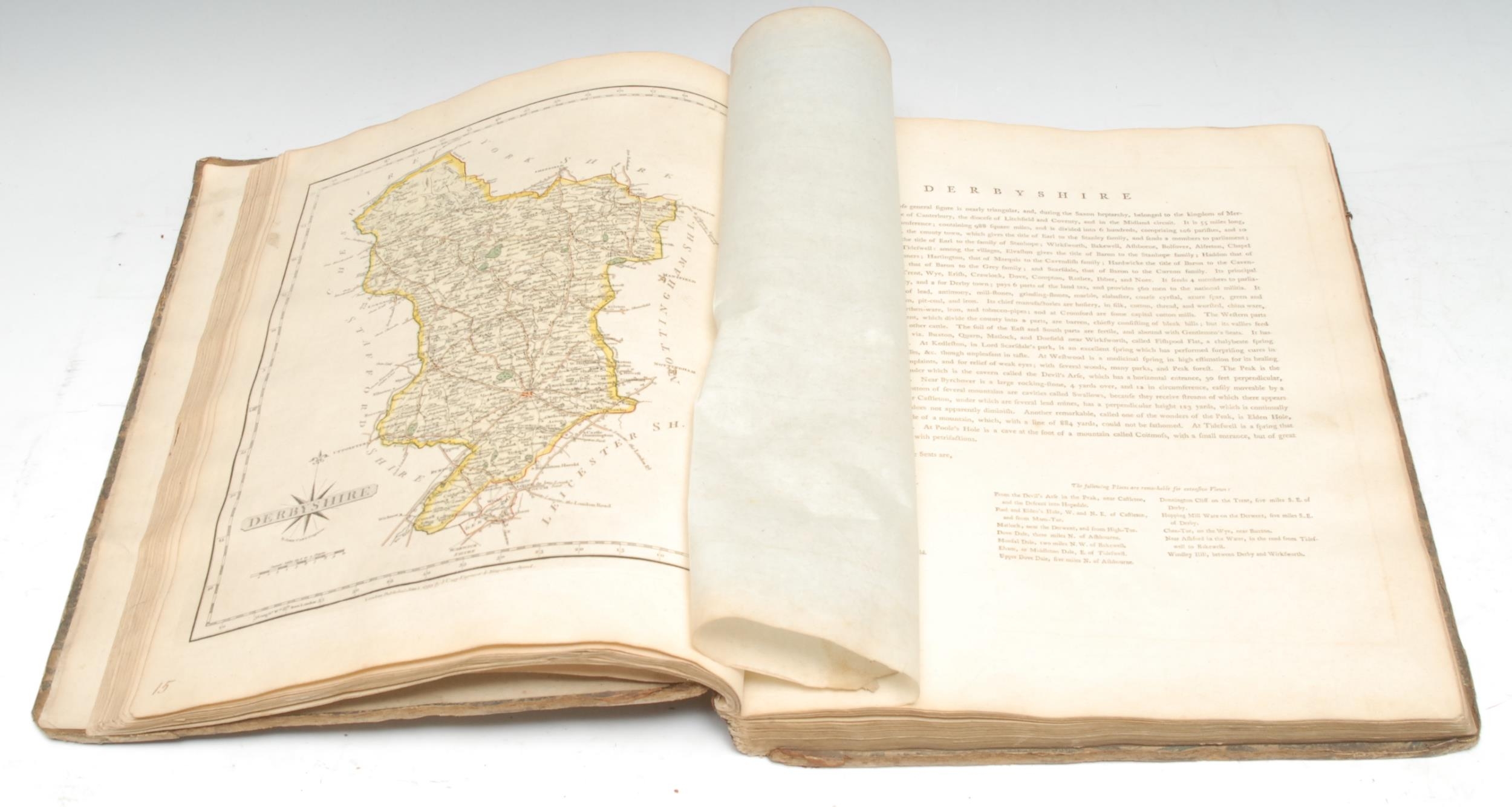 Cartography - Cary (John), Cary's New and Correct English Atlas: Being A New Set of County Maps from Actual Surveys [...], second edition, London: Printed for John Cary, Engraver and Map-seller, Jan:y 1st, 1793, 47 maps as called for, with some contemporaneous and slightly later hand-colouring, contemporary calf over marbled boards (upper-cover detached and title-page loose from text block), 4to, [1]