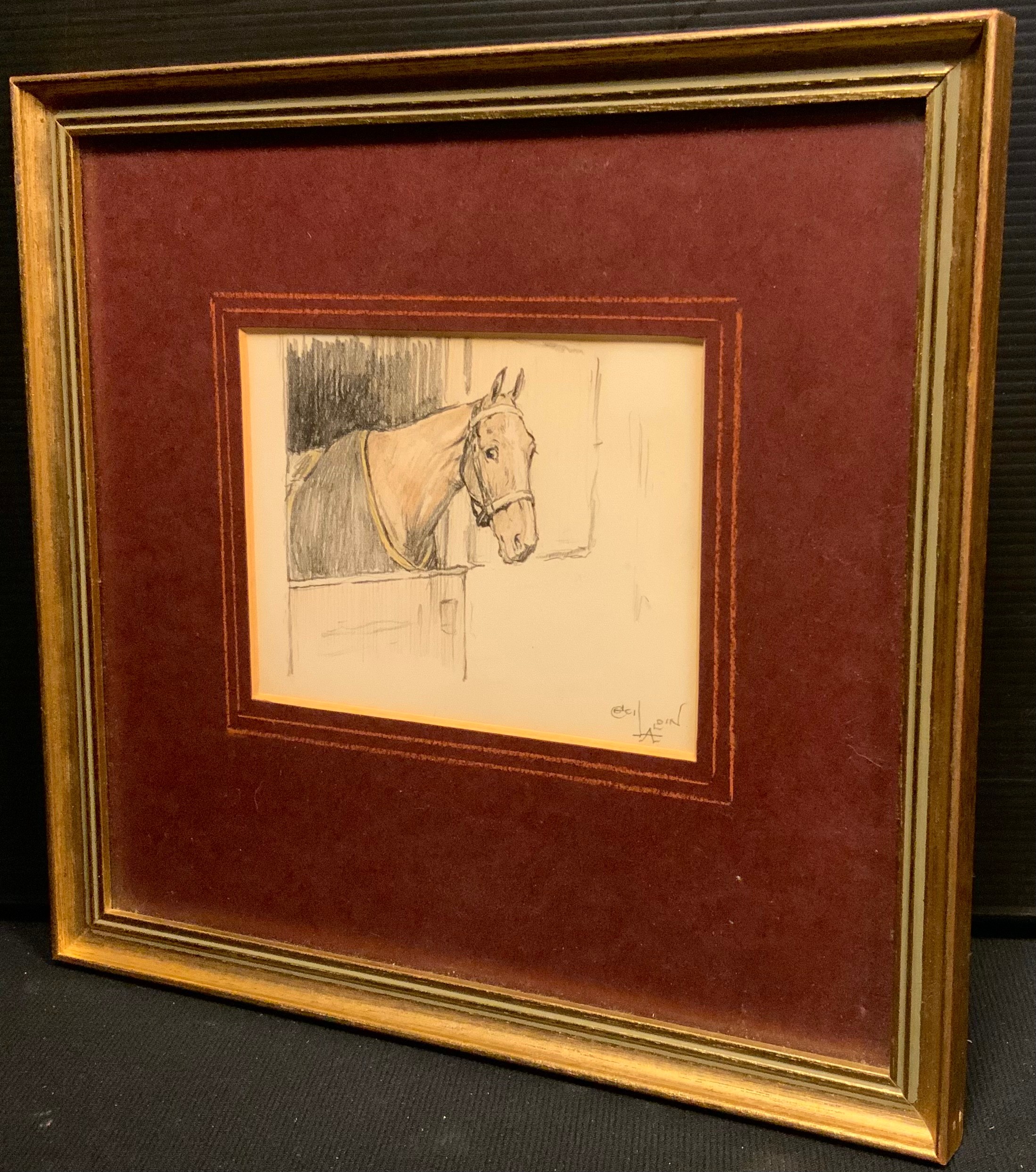 Cecil Aldin (1870 - 1935) Horse sketch, signed, pencil sketch, 10cm x 13cm
