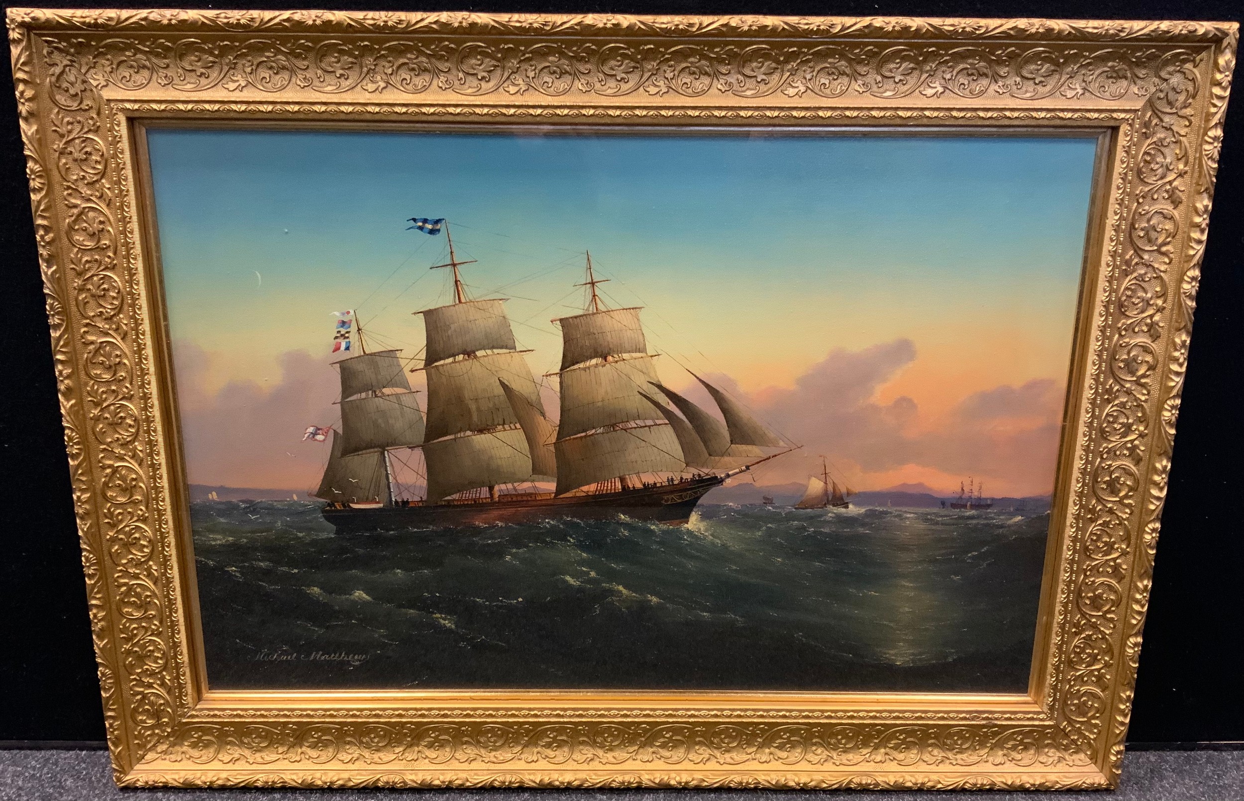 Michael Matthews (1933-1995), Full Sail on Choppy Waters, signed, oil on canvas, 51cm x 76cm.