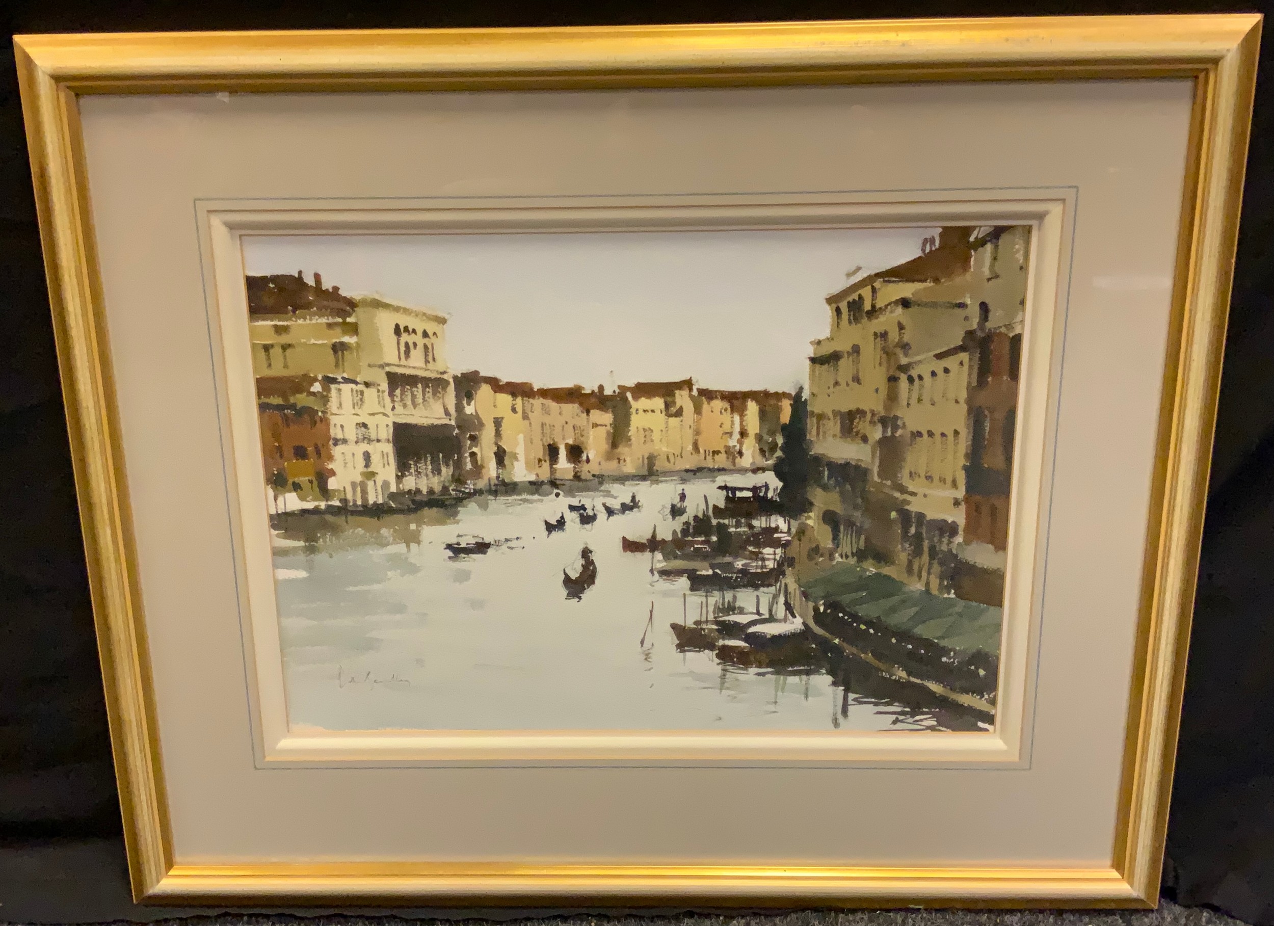 John Yardley (bn. 1933), Evening on the Grand Canal, signed watercolour, 35cm x 49cm.