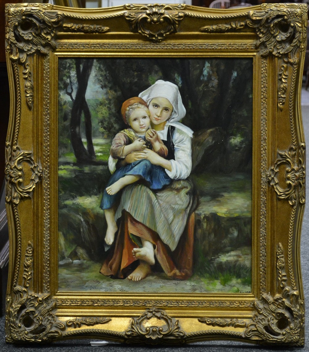 Luiga (Continental School)  Orchard Pickers  signed, oil on canvas, 51cm x 61cm