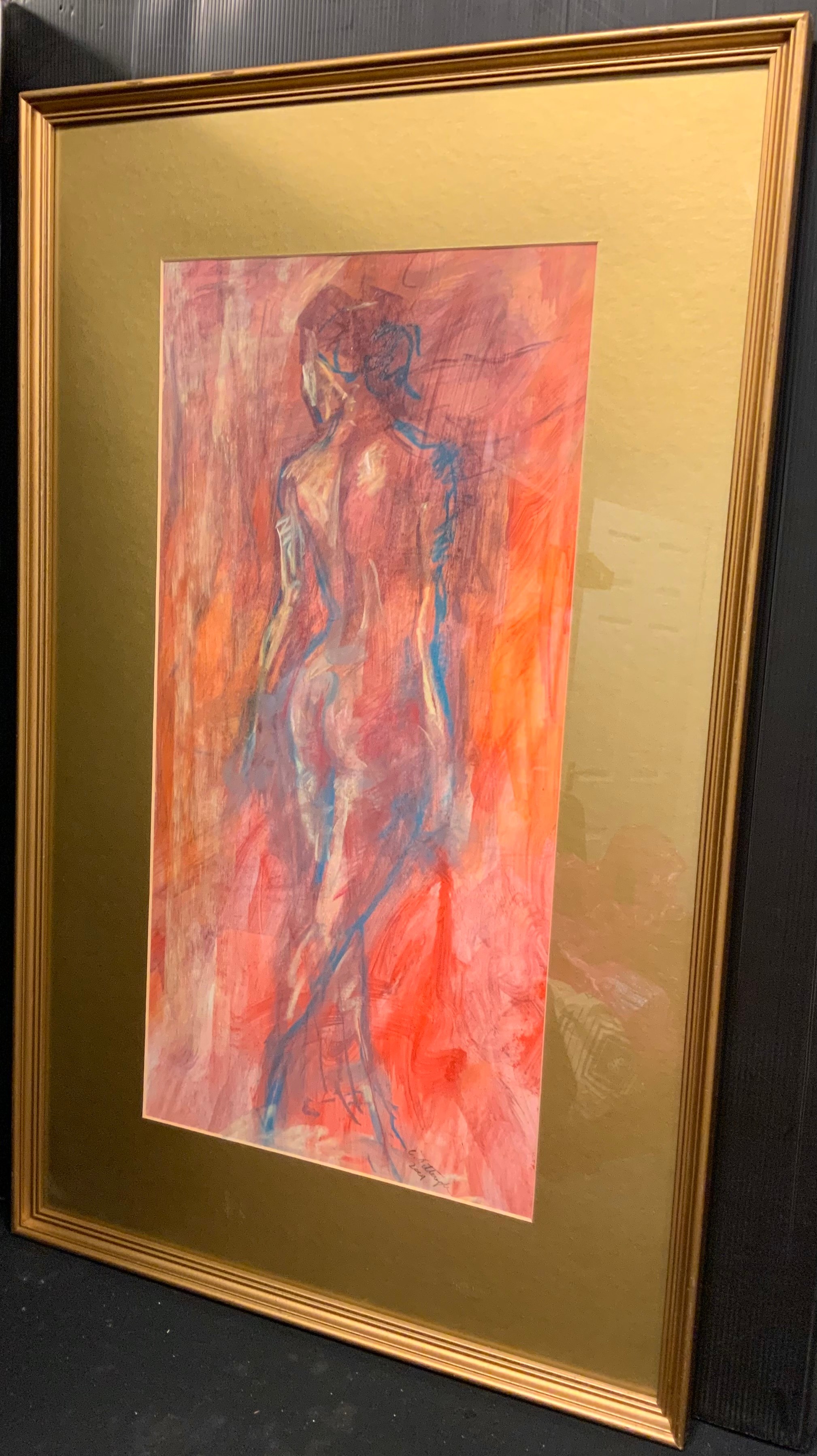 Clare Titterington (Modern British School) Nude signed in pencil, label to verso, 57cm x 27cm